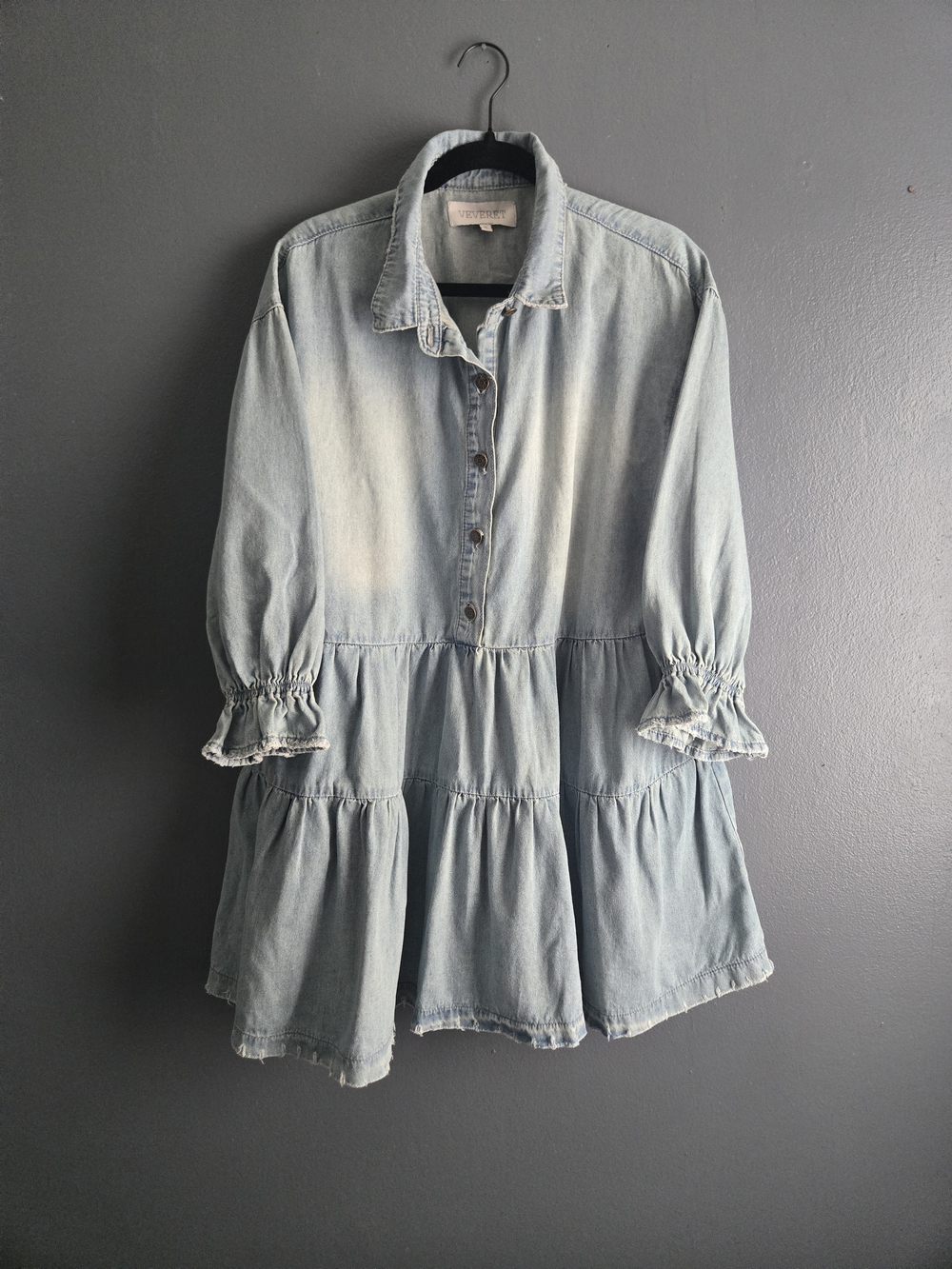 Veveret Pleated Tiered Ruffle Mini Retro Chic Dress Medium - Picture 5 of 9